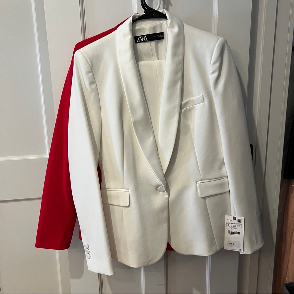 Zara Elegant White Blazer and pant set for Women